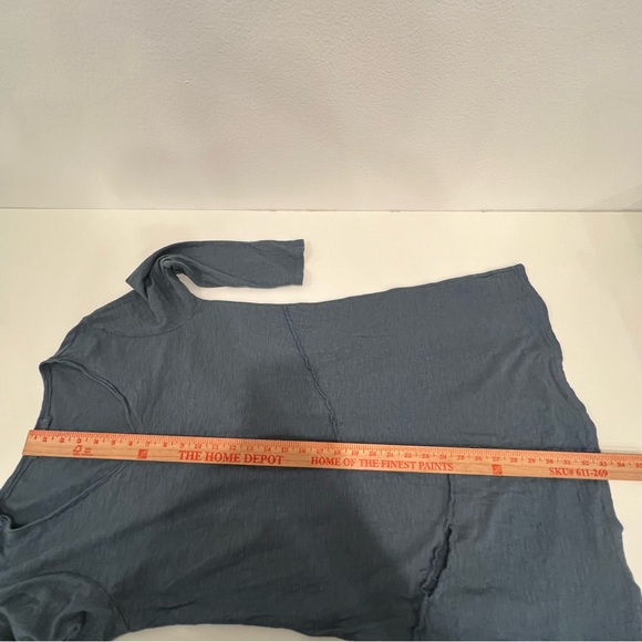 Cut Loose M Long Sleeve A-Line Blue Tunic Cotton Linen Blend Lagenlook Bohemian - Picture 9 of 9